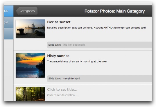~ Image Editor Detail ~<br/>Easily add titles, descriptions and links.  View is customizable, so you can hide unneeded options.